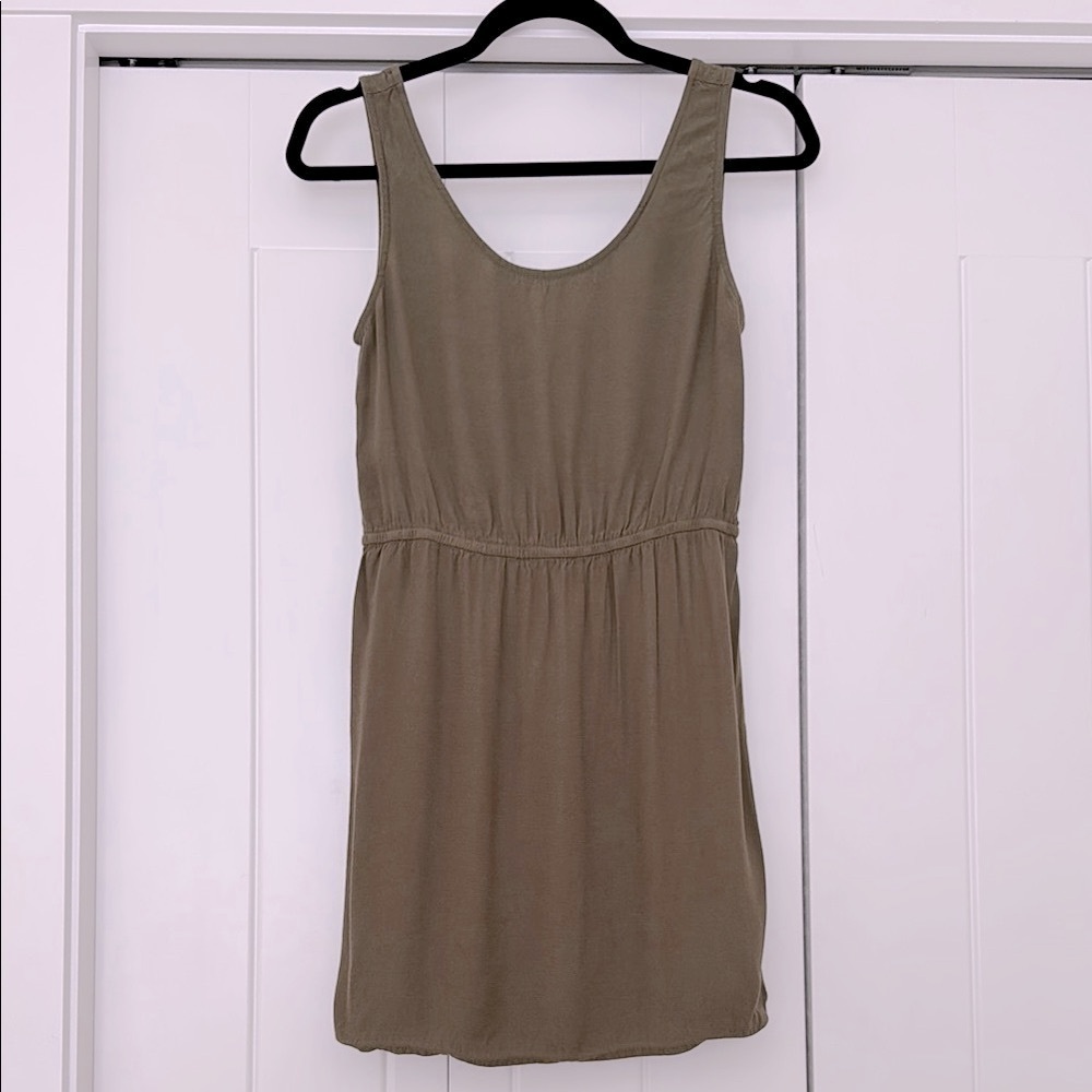NAIF Olive-Tone Sleeveless Scoop Neck Mini Dress